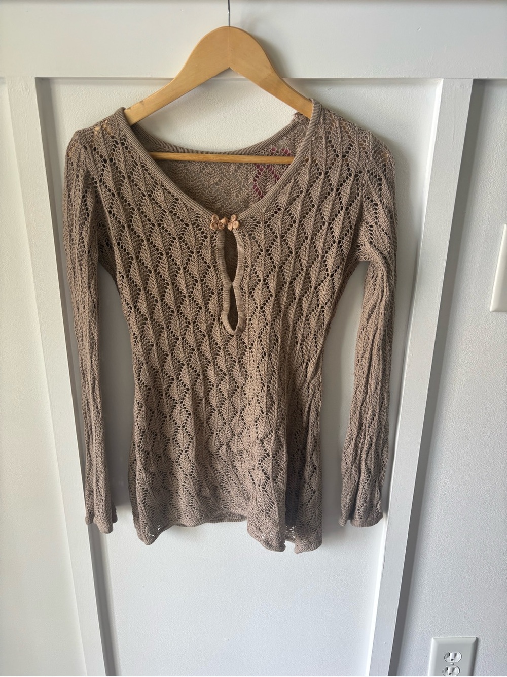 Beige Crochet Knit swim cover up